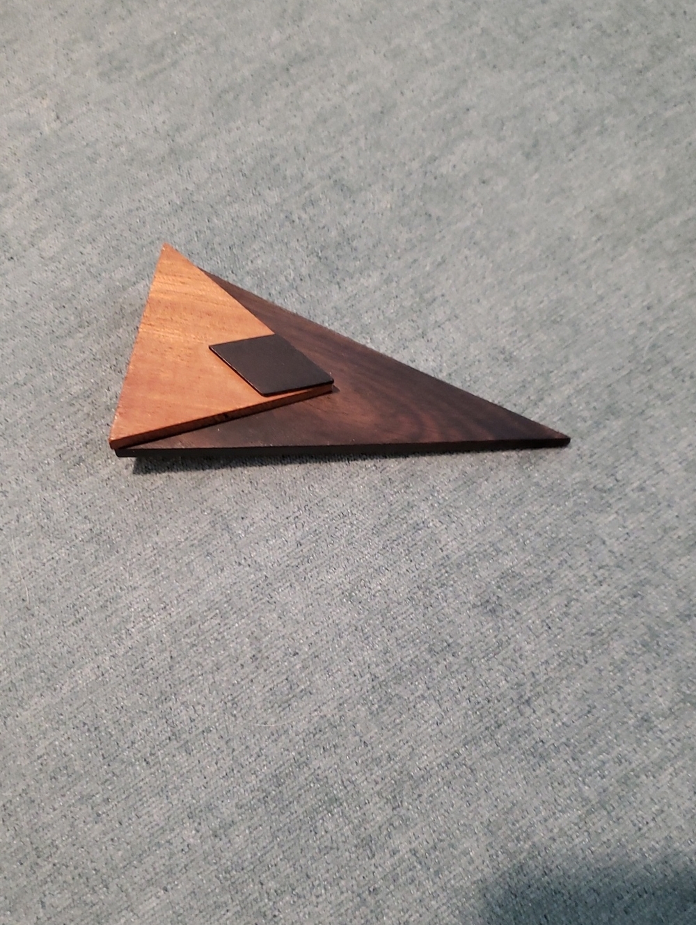 Striking Art Deco 1970's Wooden Triangle Statement Brooch Pin Cute for Fall VTG